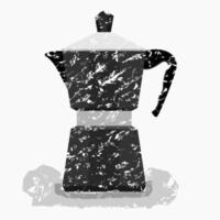 Editable Isolated Vector Illustration of a Mokapot Coffee Brewer in Brush Strokes Style for Cafe or Business Product Related Design