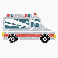 Editable Isolated Side View Ambulance Car Vector Illustration in Brush Strokes Style for Healthcare and Medical Related Purposes