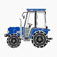 ilustración de vector de tractor de granja de estilo de trazos de pincel de vista lateral aislada editable para elemento de arte de vehículo o diseño relacionado con la agricultura