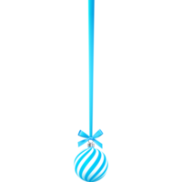 boule de noël bleu mat sur un ruban avec un arc png