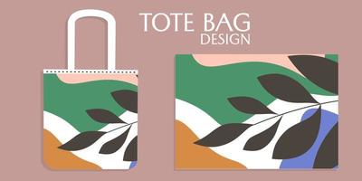 bolsas de lona o de tela hechas de tela.diseño botánico abstracto.bolsa de tela con asa.ilustración vectorial realista.bolsa de compras vector