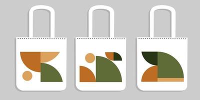 bolsas de lona o de tela hechas de tela.diseño de geometría abstracta.bolsa de tela con asa.ilustración vectorial realista.bolsa de compras vector