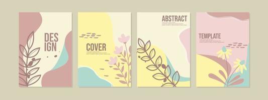 set of book cover designs with hand drawn floral decorations. abstract retro botanical background.size A4 For notebooks, planners, brochures, books, catalogs vector