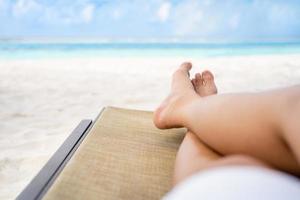 Relax on the beach on beach chair. photo