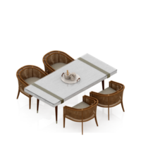 renderização 3d de perspectiva de conjunto de mesa isométrica png