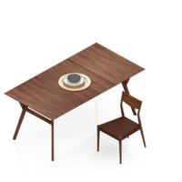 rendu 3d de la perspective de l'ensemble de table isométrique png