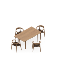 renderização 3d de perspectiva de conjunto de mesa isométrica png