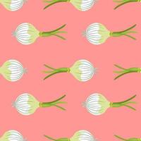 Hand drawn onion bulb seamless pattern. Onion in doodle style endless wallpaper. vector