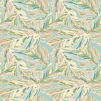 Creative tropical leaves seamless pattern in sketch style. Palm leaf endless floral background. vector