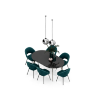 renderização 3d de perspectiva de conjunto de mesa isométrica png