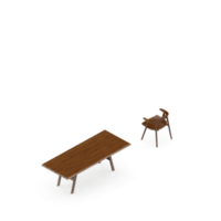 renderização 3d de perspectiva de conjunto de mesa isométrica png