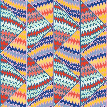 Abstract wave seamless pattern in doodle style. Hand drawn zig zag lines mosaic ornament. vector