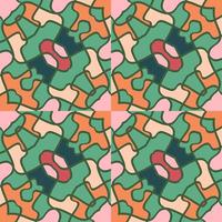 Kaleidoscope seamless pattern in doodle style. Hand drawn optical illusions mosaic ornament. vector