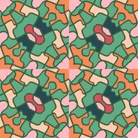 Kaleidoscope seamless pattern in doodle style. Hand drawn optical illusions mosaic ornament. vector