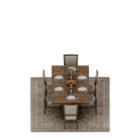 renderização 3d de perspectiva de conjunto de mesa isométrica png