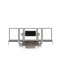 renderização 3d de perspectiva de conjunto de mesa isométrica png