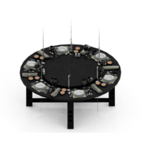 renderização 3d de perspectiva de conjunto de mesa isométrica png