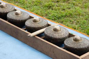 gamelan on a green grass background at a celebration event photo