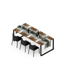 renderização 3d de perspectiva de conjunto de mesa isométrica png