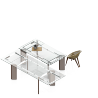 renderização 3d de perspectiva de conjunto de mesa isométrica png