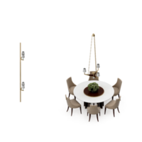 renderização 3d de perspectiva de conjunto de mesa isométrica png