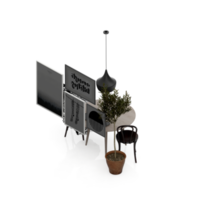 renderização 3d de perspectiva de conjunto de mesa isométrica png