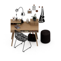 renderização 3d de perspectiva de conjunto de mesa isométrica png