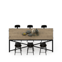 renderização 3d de perspectiva de conjunto de mesa isométrica png