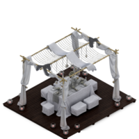 renderização 3d de perspectiva de conjunto de mesa isométrica png