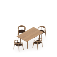 renderização 3d de perspectiva de conjunto de mesa isométrica png