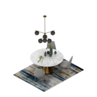 renderização 3d de perspectiva de conjunto de mesa isométrica png