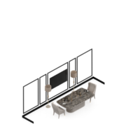 conjunto de mesa isométrica perspectiva 3d render png