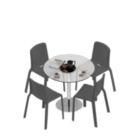 renderização 3d de perspectiva de conjunto de mesa isométrica png