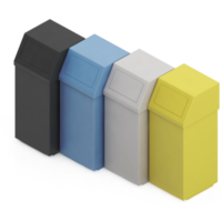 latas de lixo isométricas renderização 3d png