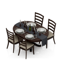 conjunto de mesa isométrica perspectiva 3d render png