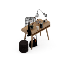 conjunto de mesa isométrica perspectiva 3d render png