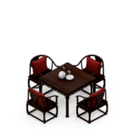 conjunto de mesa isométrica perspectiva 3d render png