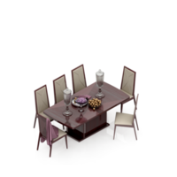 rendu 3d de la perspective de l'ensemble de table isométrique png