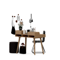 conjunto de mesa isométrica render 3d frontal png