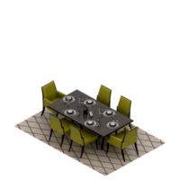 conjunto de mesa isométrica perspectiva 3d render png