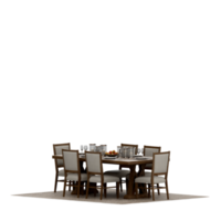 conjunto de mesa isométrica render 3d frontal png