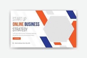 diseño de plantilla de banner de redes sociales de estrategia comercial en línea vector