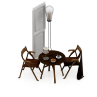 conjunto de mesa isométrica render 3d frontal png