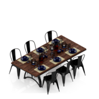 rendu 3d de la perspective de l'ensemble de table isométrique png