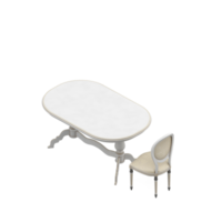 rendu 3d de la perspective de l'ensemble de table isométrique png