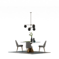 conjunto de mesa isométrica render 3d frontal png