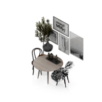 isometrische tabellensatzperspektive 3d-rendering png