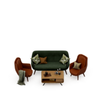 renderização 3d de perspectiva de conjunto de mesa isométrica png