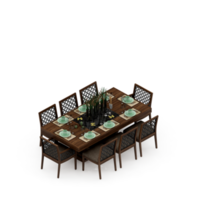 conjunto de mesa isométrica perspectiva 3d render png