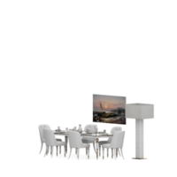 conjunto de mesa isométrica render 3d frontal png